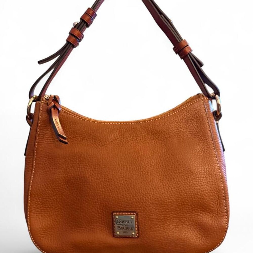 Dooney & Bourke Small Kiley Hobo Cognac Pebbled Leather Shoulder Bag